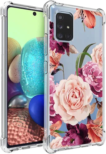 Miniatura 10 de Osophter Funda para Samsung Galaxy A71 5G (no para Verizon A71 5G UW), diseño floral de flores para niñas y mujeres, absorción de golpes, flexible