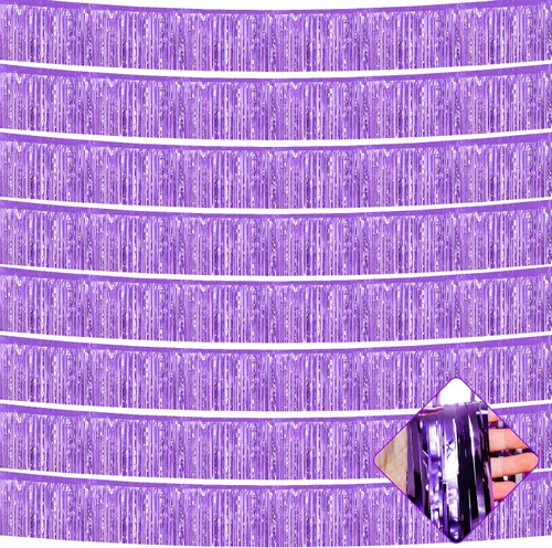 Miniatura 25 de Paquete de 10 unidades de guirnalda de flecos de papel de aluminio de 10 pies con lentejuelas metálicas, bandera para colgar en la pared, telón
