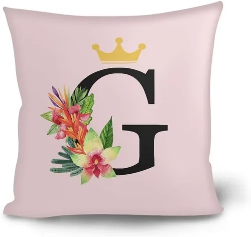 Miniatura 24 de Fundas de almohada decorativas del alfabeto, fundas de almohada con estampado floral de la letra B, fundas de almohada cuadradas suaves, fundas