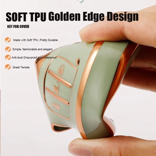 Miniatura 6 de SANRILY Golden-Edge - Funda para llavero de 5 botones para Hyundai Sonata Tucson 2022 2021 2020 Santa Fe Santa Cruz, funda de protección completa