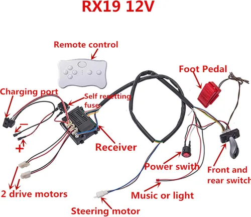 Miniatura 2 de Coches eléctricos para niños, arnés de cableado de 12 V, circuito de control remoto, interruptor borad, accesorios para coche eléctrico para niños