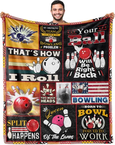 Regalos de bolos, regalos de bolos para hombres, divertido regalo de bolos para bolos, mantas para amantes de los bolos, 60 x 50 pulgadas