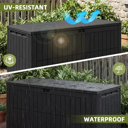 Miniatura 3 de UDPATIO 120 Gallon Deck Box Outdoor Storage Box Lockable Waterproof Resin Indoor Outdoor Storage Container for Patio Cushions, Tools, Package