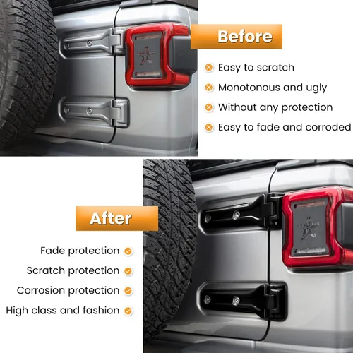 Miniatura 4 de Cubierta de bisagra para compuerta trasera de Jeep Wrangler JL JLU, accesorios de decoración exterior - 2018-2024, 2 puertas y 4 puertas, cubierta