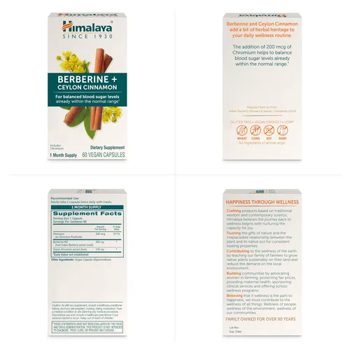 Miniatura 7 de Himalaya Berberina con canela de Ceilán, suplemento de hierbas para apoyar el metabolismo normal, inmune y la salud digestiva, vegano, sin gluten