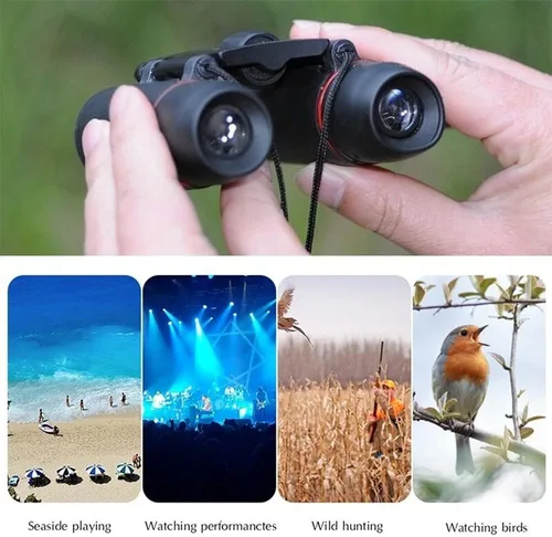 Miniatura 7 de Mini prismáticos portátiles de 30 x 60, telescopio plegable de ángulo de visión amplio con visión nocturna con poca luz para observación de aves al