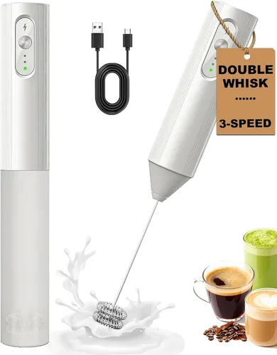 Miniatura 11 de Espumador de leche recargable con cubierta, fácil de llevar, mezclador de bebidas de mano, varita espumadora eléctrica para café, café con leche