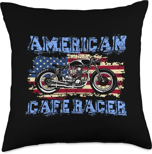 Miniatura 4 de American Cafe Racer Motorcycle Apparel and Merch American Cafe Racer Biker Men Women Adult Teens Boys Girls Throw Pillow, 16x16, Multicolor