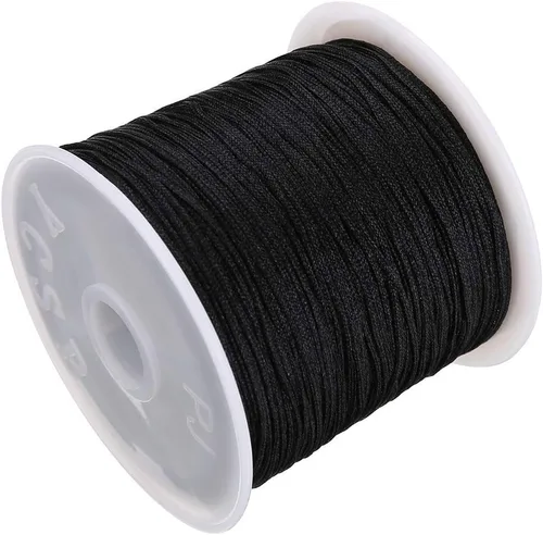 Miniatura 8 de Cordón de nailon de 0.031 in, hilo de nudo chino macramé pulsera de cola de rata trenzada (negro)