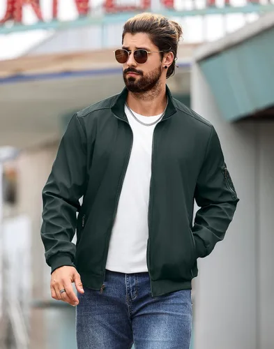 Miniatura 2 de Wizoat Chaqueta Bomber para Hombre Ligera Casual Cortavientos Chaquetas con Cremallera Abrigo