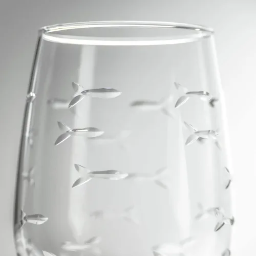 Miniatura 3 de Rolf Glass School of Fish - Copas de vino blanco de 12 onzas, juego de 4 copas de vino sin plomo, copas de vino grabadas con rueda de diamante, 12oz