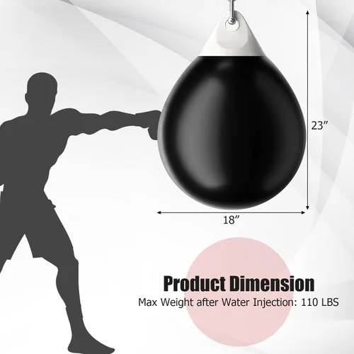Miniatura 7 de GYMAX Saco de boxeo, bolsa de agua con inyector de agua y accesorios para colgar, bolsa de boxeo plegable resistente para gimnasio en casa,