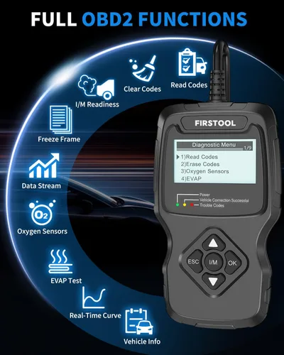 Miniatura 2 de Escáner OBD2 para automóvil FIRSTOOL, lector de código de diagnóstico OBD2 con preparación I/M, probador de batería, luz de control del motor