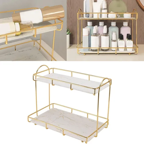 Miniatura 5 de Organizador debajo del fregadero, organizador de baño, estante de almacenamiento de cosméticos de gran capacidad de 2 niveles, estante