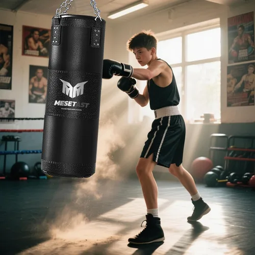 Miniatura 6 de Mesetast Saco de boxeo para niños y adolescentes, saco de boxeo para niños de 2.7 pies con guantes de boxeo de 8 onzas para jóvenes, boxeo, artes