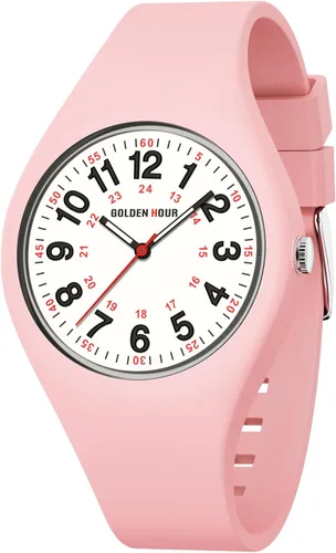 GOLDEN HOUR Relojes deportivos impermeables analógicos unisex para enfermeras, profesionales médicos, estudiantes, esfera militar brillante y fácil