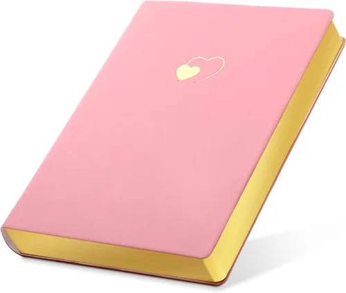Miniatura 16 de CAGIE Cuaderno con líneas para mujeres y niñas de 256 páginas, lindo diario con cuero en forma de corazón para escribir, cuadernos A5 de tapa blanda