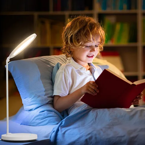 Miniatura 7 de Lámpara de escritorio LED con brazo oscilante y cuello flexible, lámpara de mesa 3CCT para el hogar, oficina, dormitorio universitario, lámpara alta