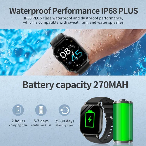 Miniatura 7 de Reloj inteligente de 1.85 pulgadas con pantalla grande para hombres y mujeres, Bluetooth 5.4 con función de llamada, podómetro, reloj deportivo
