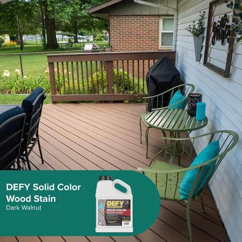 Miniatura 4 de DEFY Tinte de madera de color sólido DW-Solid – Resistente a los rayos UV, opaco, pintura exterior y valla – 1 galón Nogal oscuro