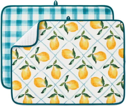 Miniatura 9 de Paquete de 2 tapetes de secado de platos para encimera de cocina, absorbentes, tapetes escurridor de platos de microfibra, almohadilla de secado