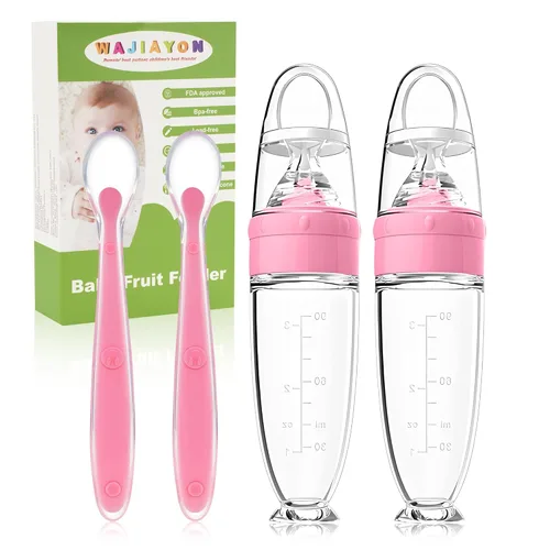 Miniatura 16 de Alimentador de Comida para Bebé Paquete de 4 Cucharas Dispensadoras de Comida de Silicona para Bebés - 3 oz Cucharas de Alimentación por Compresión