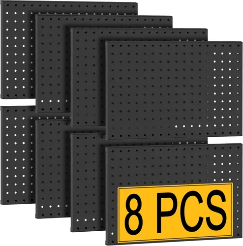 Miniatura 11 de PBHEPJ 4 paneles de metal para tablero de clavijas, tableros de clavijas resistentes para almacenamiento de herramientas de garaje y jardín, incluye
