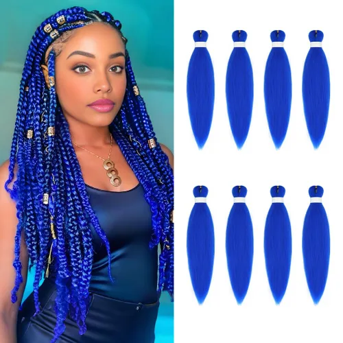 Miniatura 96 de 8 paquetes de extensiones preestiradas - 16 pulgadas de cabello trenzado premium, 55G/paquete, sin picazón, fijación en agua caliente, textura Perm