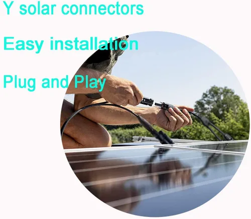 Miniatura 6 de Conector solar Y, cable paralelo de rama en Y, adaptador de conector solar 1 a 2 macho hembra, 10AWG 45A impermeable IP68 40CM cable, para paneles