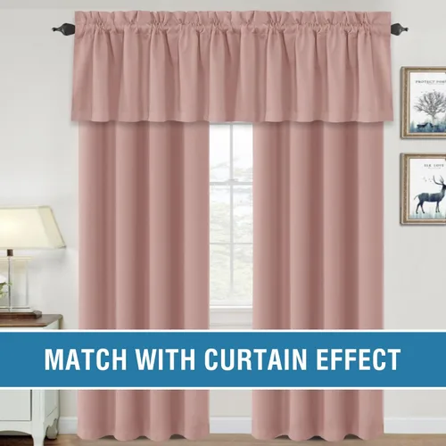 Miniatura 3 de H.VERSAILTEX Cenefas de cortina 100% opacas para ventanas, 2 paneles con aislamiento térmico, bolsillo para barra, pequeña cenefa corta para cocina