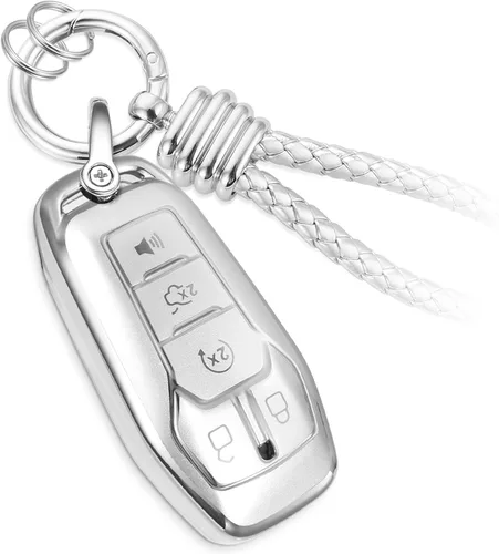 Miniatura 30 de Funda para llavero Nissan con llavero de cuerda trenzada de metal de lujo, funda suave mejorada para llave Nissan (solo 3 botones)
