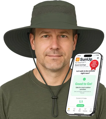 GearTOP Safari Hat for Men Sun Hats for Women UV Protection UPF 50+ Fishing, Gardening, Hiking Hat (22-23 1/2")