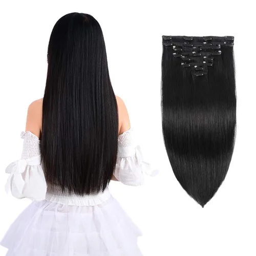 Miniatura 13 de Extensiones de cabello humano real con pinzas, 12 pulgadas, 2.89 oz, 8 piezas de extensiones de cabello Remy para mujer, color marrón medio