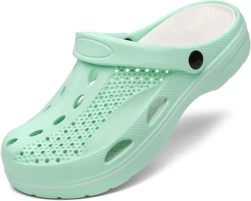 VZQ Zuecos con soporte de arco para mujeres y hombres, zapatos de jardín para exteriores, sandalias de playa con fascitis plantar, plantillas