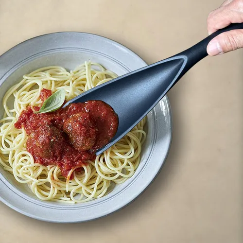 Miniatura 7 de Cuchara de espátula de silicona, ideal tanto para cocinar como para servir, silicona negra mate duradera sin BPA, diseño sin costuras, segura