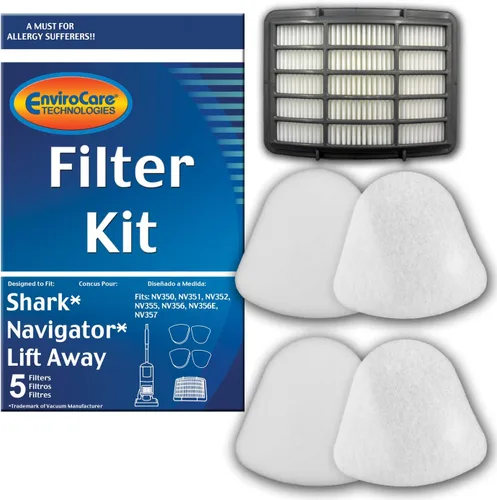 EnviroCare Filtros de vacío de repuesto diseñados para adaptarse a Shark Navigator Lift-Away NV350, NV351, NV352, NV355, NV356, NV356E, NV357 kit de