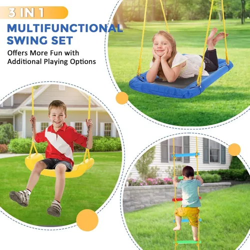 Miniatura 2 de Juegos de columpios para patio trasero de 550 libras – 3 en 1 multifunción para niños, juego de columpios para exteriores de servicio pesado, marco