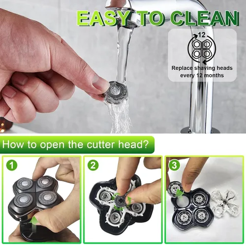 Miniatura 4 de Paquete de 8 cuchillas de repuesto para cabezal de afeitadora compatible con Sku*l Shaver Pitbull Gold PRO - Hoja de repuesto de 4 cabezales