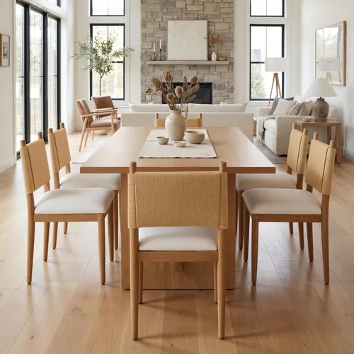 Miniatura 5 de CIMOTA Juego de 2 sillas de comedor modernas, sillas de comedor tapizadas de mediados de siglo con respaldo tejido, sillas de cocina sin brazos