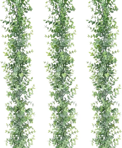 Miniatura 19 de Dolicer Guirnalda de eucalipto, paquete de 2 unidades, vegetación sintética de 12 pies, guirnaldas colgantes falsas para telón de fondo de boda