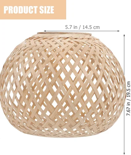 Miniatura 4 de Lámpara colgante de bambú tejida grande, cubierta de luz colgante de arpillera, lámpara de techo rústica