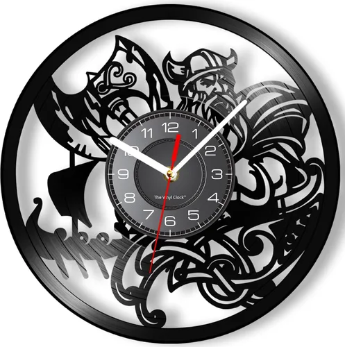 Miniatura 10 de Reloj de pared de vinilo LED vikingo de 12 pulgadas con 7 colores cambiantes, cuarzo silencioso sin tictac, arte de pared vikingo para hombre