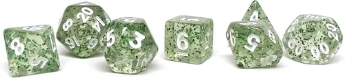 Miniatura 10 de Mini colección de dados poliédricos de 0.394 pulgadas - Incluye un D20, D12, D10, D8, D6, D4 y D00 (Aqua Shine)