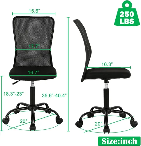 Miniatura 2 de Silla de oficina, silla de escritorio, silla de trabajo con respaldo medio para computadora con altura ajustable y soporte lumbar, asiento giratorio