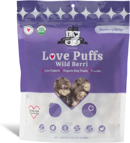 Miniatura 8 de Lord Jameson Cheddar Charm Colección Love Puffs ligeros y crujientes Golosinas orgánicas para perros, receta de queso, sin gluten, sin