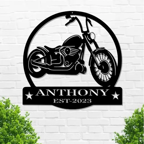 Miniatura 18 de Letrero de metal personalizado para motocicleta, arte de pared de metal con bandera de EE. UU., arte de pared de metal para motocicleta, letrero