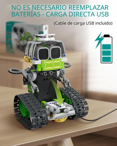 Miniatura 6 de Opmind Juego de construcción de juguetes de robot STEM AI 5 en 1, 478 piezas de bloques erectores de ingeniería con aplicación y control remoto