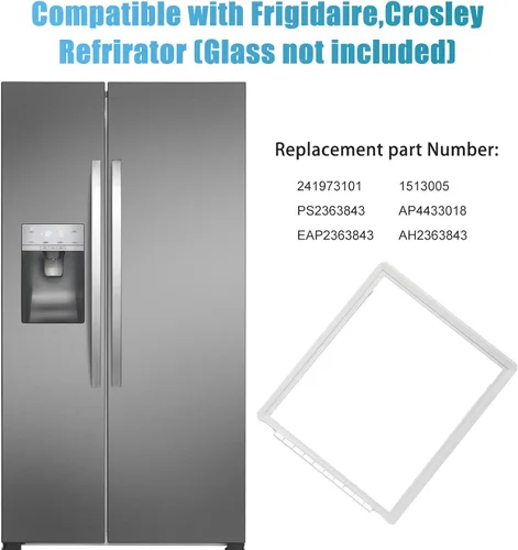 Miniatura 5 de 241973101 - Cubierta de bandeja para verduras compatible con frigidaire frigidaire frigidaire, marco de estante sin refrigerador de vidrio, cubierta