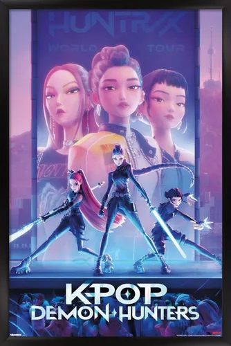 Miniatura 8 de Netflix KPop Demon Hunters (2025) - Póster de pared de una hoja, 22.4 pulgadas de largo x 14.7 pulgadas de ancho, versión enmarcada de madera