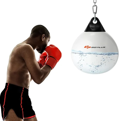 Miniatura 12 de Goplus Bolsa de Agua Aqua, Bolsa de Boxeo Pesada de 180 Libras de 21 Pulgadas / 110 Libras de 18 Pulgadas con Cadena Metálica Ajustable, Manguera